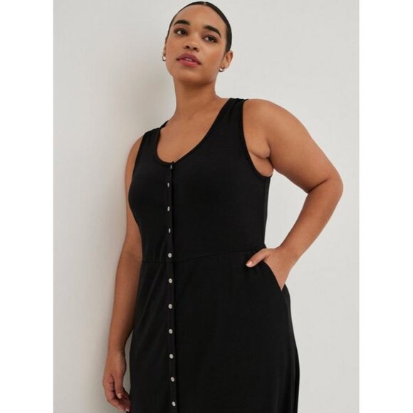 Torrid 3 3X Maxi Jersey Button-Front Dress Black RN 148862 - Picture 3 of 8